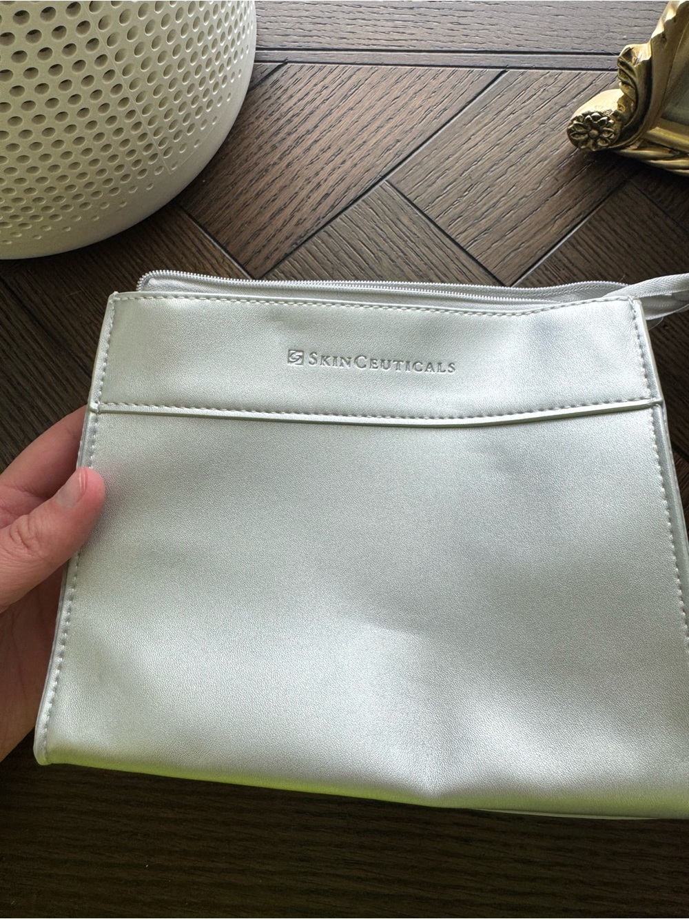 SkinCeuticals Metallic Silver Cosmetic Pouch